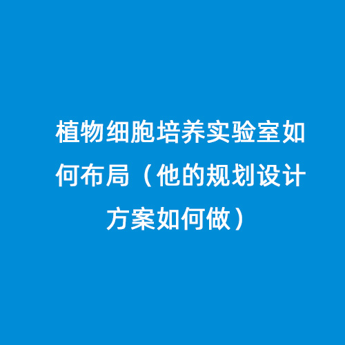 植物細胞培養實(shí)驗室如何布局（他的規劃設計方案如何做）